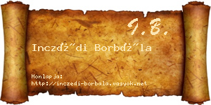 Inczédi Borbála névjegykártya